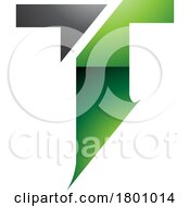Poster, Art Print Of Green And Black Glossy Split Shaped Letter T Icon