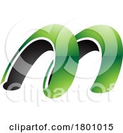 Green And Black Glossy Spring Shaped Letter M Icon