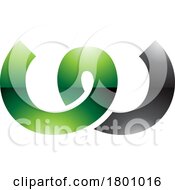 Green And Black Glossy Spring Shaped Letter W Icon