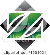Poster, Art Print Of Green And Black Glossy Square Diamond Shaped Letter Z Icon