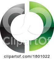 Green And Black Glossy Split Shaped Letter O Icon
