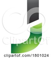 Poster, Art Print Of Green And Black Glossy Split Shaped Letter J Icon