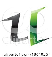 Poster, Art Print Of Green And Black Glossy Spiky Shaped Letter U Icon