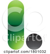 Green And Black Glossy Rounded Letter L Icon