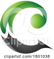 Green And Black Glossy Round Curly Letter C Icon