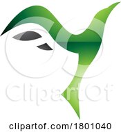 Green And Black Glossy Rising Bird Shaped Letter Y Icon