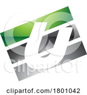 Green And Black Glossy Rectangular Shaped Letter U Icon