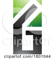 Poster, Art Print Of Green And Black Glossy Rectangular Letter G Or Number 6 Icon