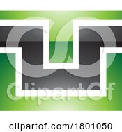 Green And Black Glossy Rectangle Shaped Letter U Icon
