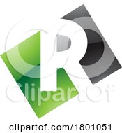 Green And Black Glossy Rectangle Shaped Letter R Icon