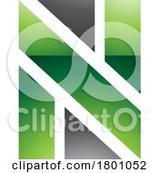 Poster, Art Print Of Green And Black Glossy Rectangle Shaped Letter N Icon