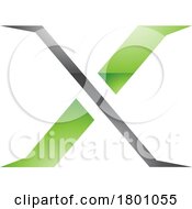Green And Black Glossy Pointy Tipped Letter X Icon