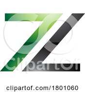 Green And Black Glossy Number 7 Shaped Letter Z Icon