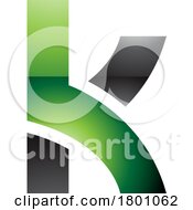 Poster, Art Print Of Green And Black Glossy Lowercase Letter K Icon With Overlapping Paths