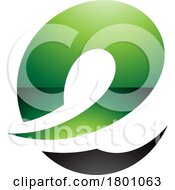Green And Black Glossy Lowercase Letter E Icon With Soft Spiky Curves