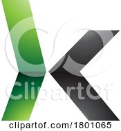 Green And Black Glossy Lowercase Arrow Shaped Letter K Icon