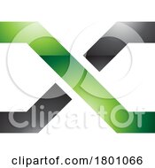 Poster, Art Print Of Green And Black Glossy Letter X Icon With Crossing Lines