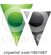 Green And Black Glossy Letter W Icon With Triangles