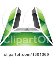Poster, Art Print Of Green And Black Glossy Letter U Icon In Perspective