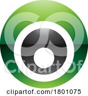 Poster, Art Print Of Green And Black Glossy Letter O Icon With Nested Circles