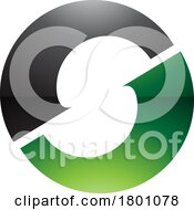 Poster, Art Print Of Green And Black Glossy Letter O Icon With An S Shape In The Middle