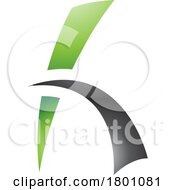 Green And Black Glossy Letter H Icon With Spiky Lines