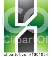 Green And Black Glossy Letter H Icon With Vertical Rectangles