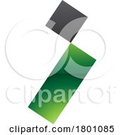 Green And Black Glossy Letter I Icon With A Square And Rectangle