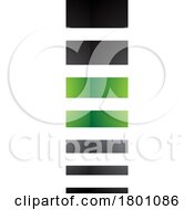 Poster, Art Print Of Green And Black Glossy Letter I Icon With Horizontal Stripes
