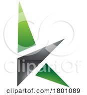 Poster, Art Print Of Green And Black Glossy Letter K Icon With Triangles