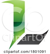 Green And Black Glossy Letter L Icon With Sharp Spikes
