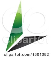 Green And Black Glossy Letter L Icon With Triangles