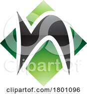 Green And Black Glossy Letter N Icon With A Square Diamond Shape