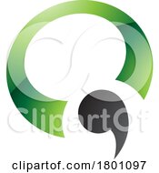 Poster, Art Print Of Green And Black Glossy Comma Shaped Letter Q Icon