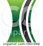 Green And Black Glossy Concave Lens Shaped Letter I Icon