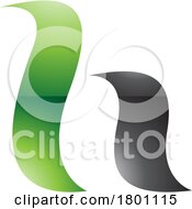 Green And Black Glossy Calligraphic Letter H Icon