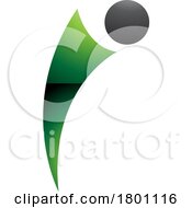 Green And Black Glossy Bowing Person Shaped Letter I Icon