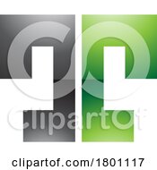 Poster, Art Print Of Green And Black Glossy Bold Split Shaped Letter T Icon