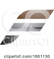 Brown And Grey Glossy Letter F Icon With Horizontal Stripes