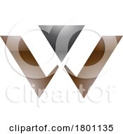 Poster, Art Print Of Brown And Black Glossy Triangle Shaped Letter W Icon