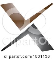 Brown And Black Glossy Tick Shaped Letter X Icon