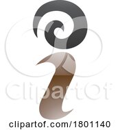Brown And Black Glossy Swirly Letter I Icon