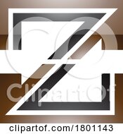 Poster, Art Print Of Brown And Black Glossy Striped Shaped Letter Z Icon