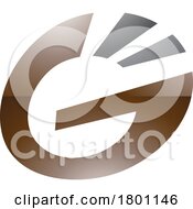 Brown And Black Glossy Striped Oval Letter G Icon