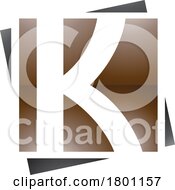 Brown And Black Glossy Square Letter K Icon