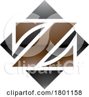 Poster, Art Print Of Brown And Black Glossy Square Diamond Shaped Letter Z Icon
