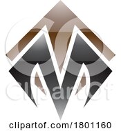 Brown And Black Glossy Square Diamond Shaped Letter M Icon