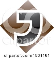 Poster, Art Print Of Brown And Black Glossy Square Diamond Shaped Letter J Icon