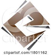 Brown And Black Glossy Square Diamond Letter E Icon