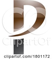Brown And Black Glossy Letter P Icon With A Pointy Tip